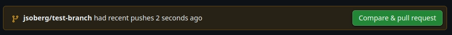 Screenshot of banner that appears for opening a PR