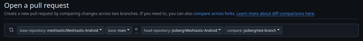 Screenshot of default PR diff example