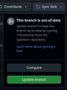 Screenshot of syncing main repository with fork